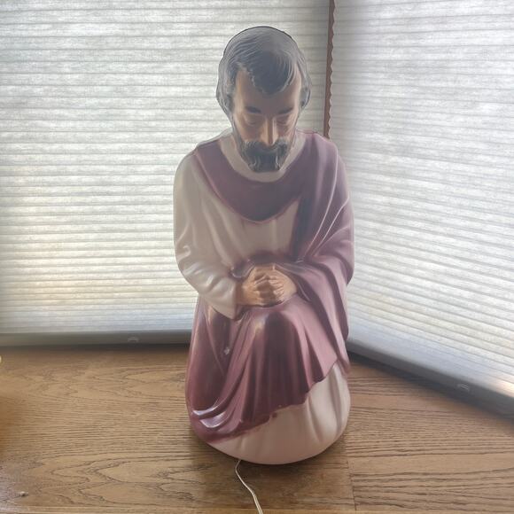 Vintage Blow Mold Joseph Plastic Holiday Nativity Christmas Yard Decor USA 27" - Picture 1 of 9